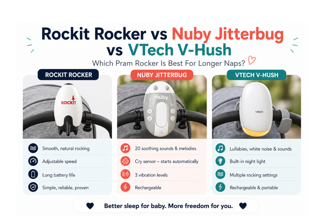 Rockit Rocker vs Nuby Jitterbug vs VTech V-Hush: Which Pram Rocker Is Best?