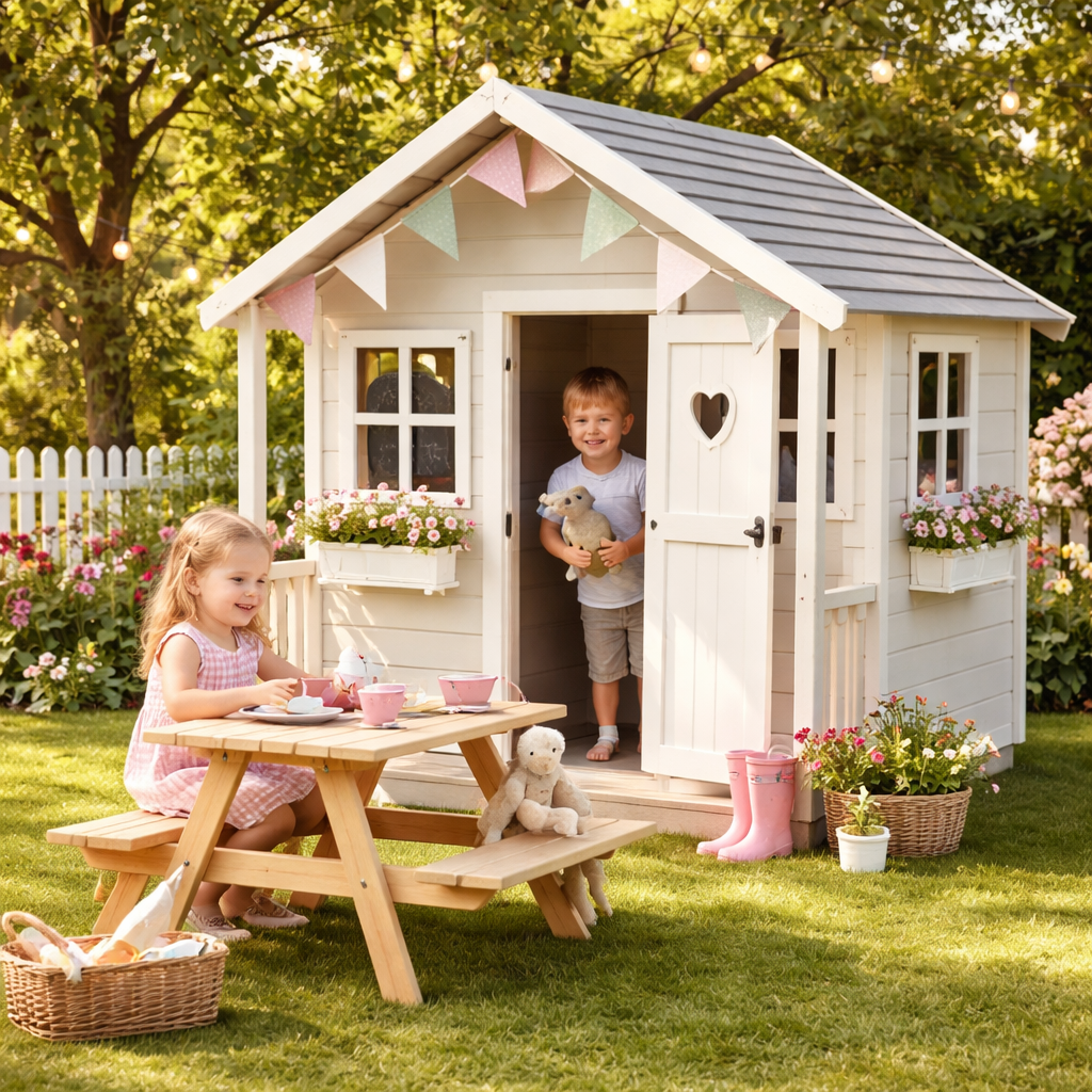 Playhouses and tents collection featuring indoor teepees, fabric play tents, and outdoor wooden playhouses for children’s imaginative play