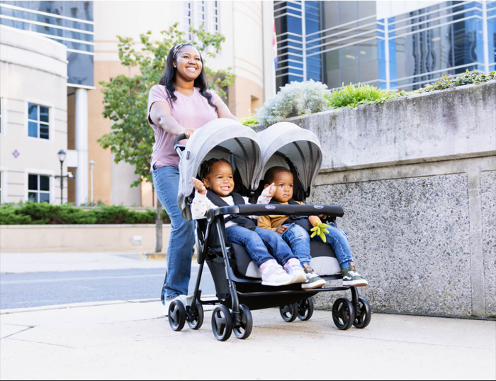 Twin and tandem pushchairs collection featuring double strollers, side-by-side and inline pushchairs for two children in everyday outdoor use