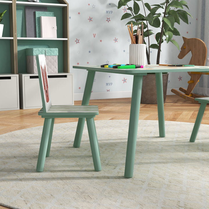 ZONEKIZ Kids and Table Chairs, Children Desk with Two Chairs, Toddler Furniture Set, for Ages 3-6 Years - Green - image 9