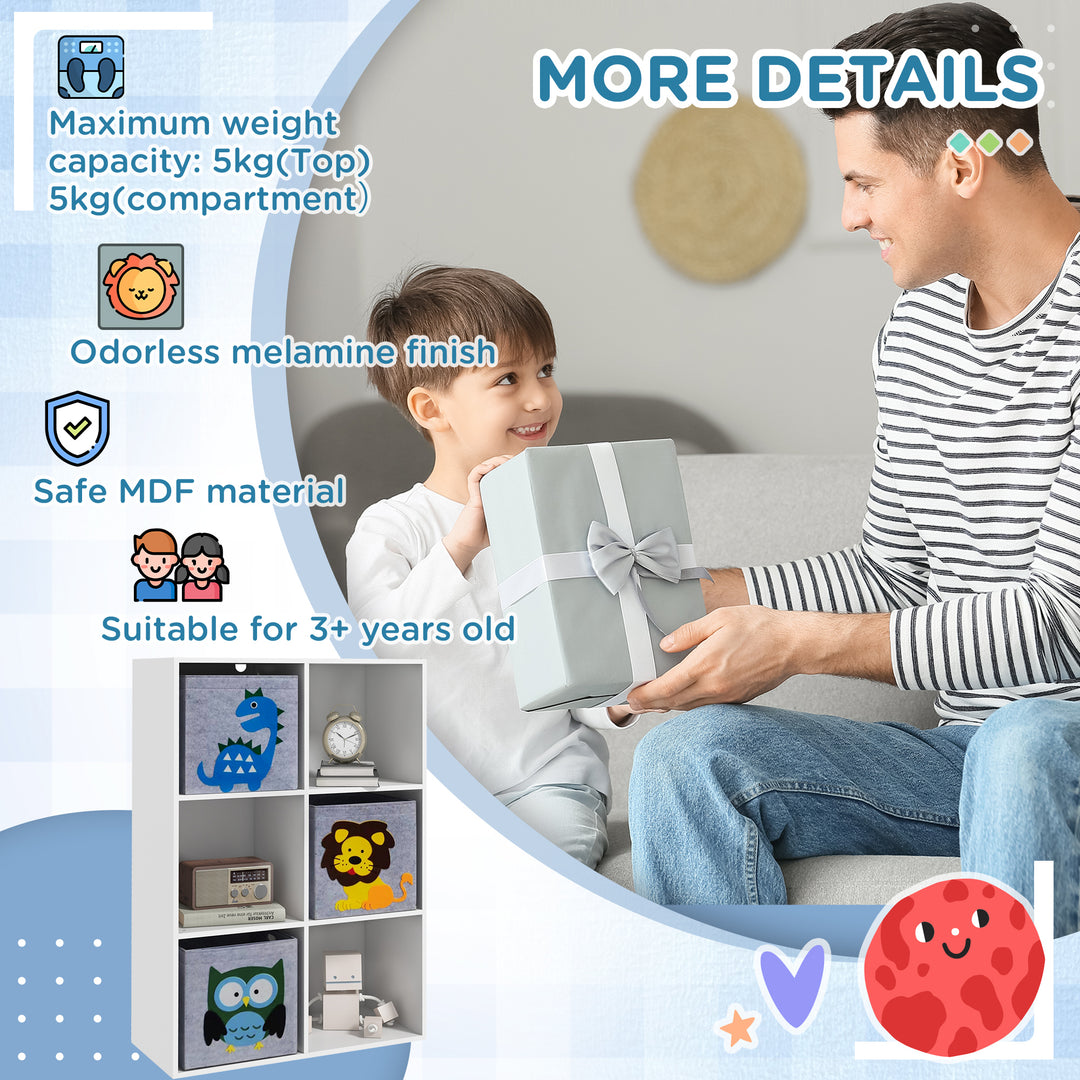 ZONEKIZ Kids Toy Box with Three Non-Woven Fabric Drawers, 61.8 x 29.9 x 91.5cm - White - image 7