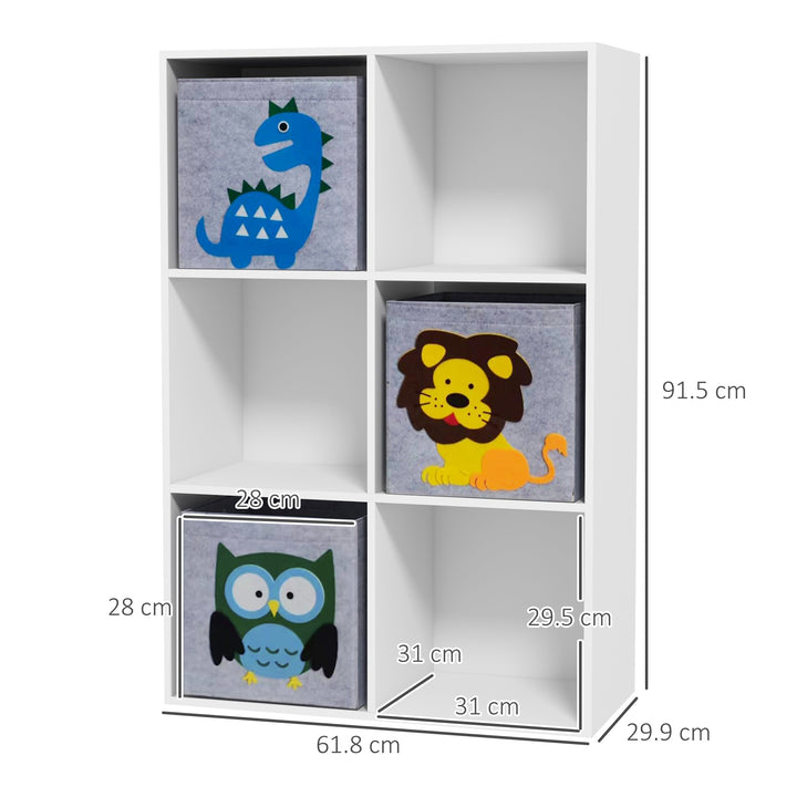 ZONEKIZ Kids Toy Box with Three Non-Woven Fabric Drawers, 61.8 x 29.9 x 91.5cm - White - image 3