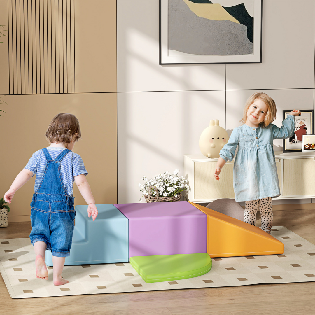 HOMCOM 4-Piece Toddler Soft Play Set – Foam Climb & Crawl Blocks (1–3 Years)
