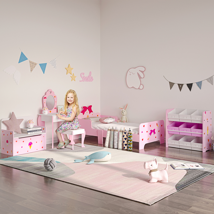 ZONEKIZ Kids Dressing Table & Stool – Pink Princess Vanity Set