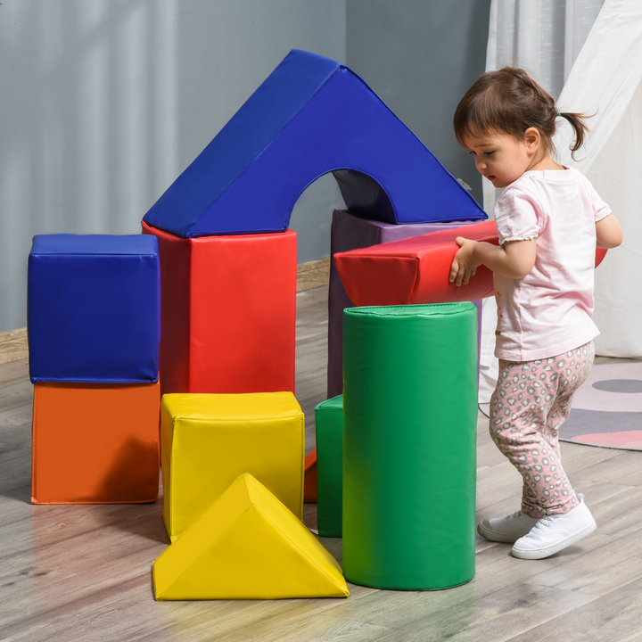HOMCOM 11-Piece Toddler Soft Play Set – Foam Climb, Crawl & Build Blocks