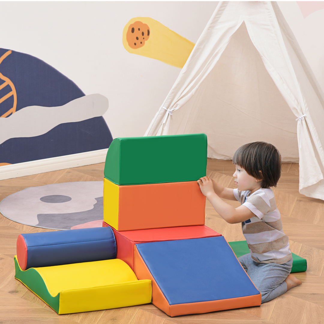 HOMCOM 7-Piece Toddler Soft Play Set – Climb, Crawl & Slide | Ages 1–3