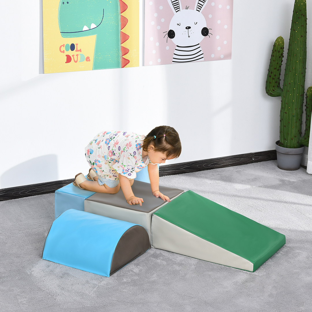 HOMCOM 5-Piece Toddler Soft Play Set – Climb, Crawl & Slide | Ages 1–3