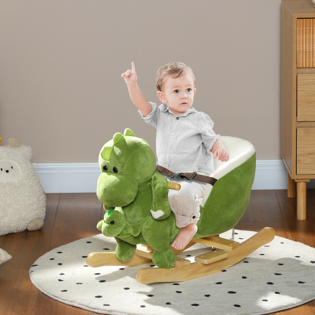 AIYAPLAY Dinosaur Rocking Horse with Safety Belt & Songs – 18–36M
