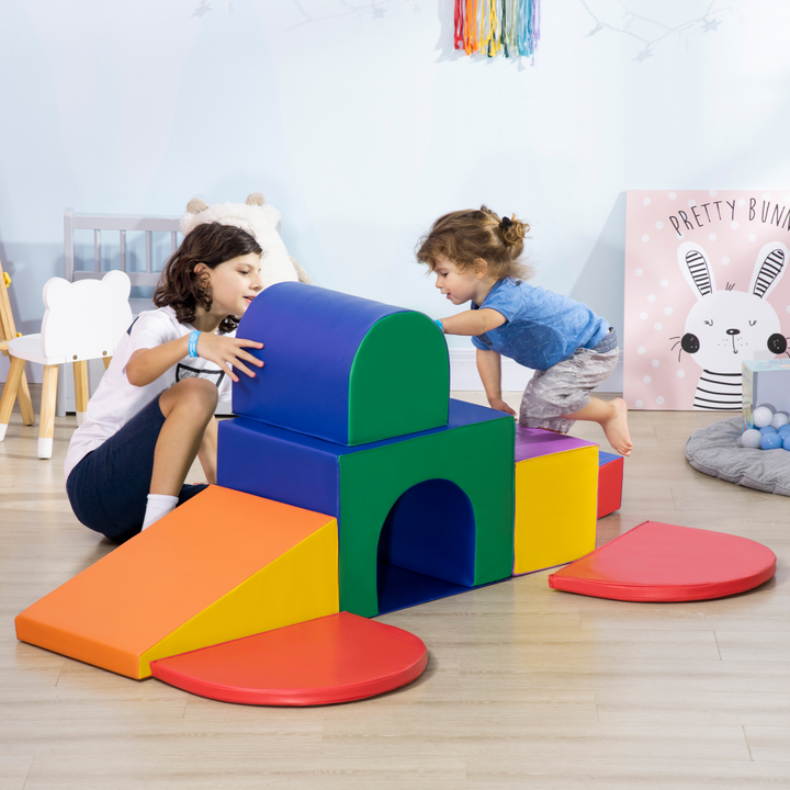 HOMCOM Seven-Piece Toddler Soft Play Set – Foam Blocks for Ages 12–36 Months