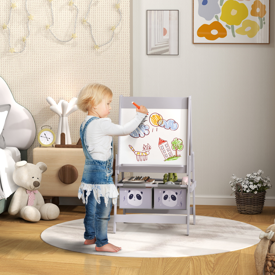 AIYAPLAY 3-in-1 Kids Art Easel with Paper Roll & Storage – Grey