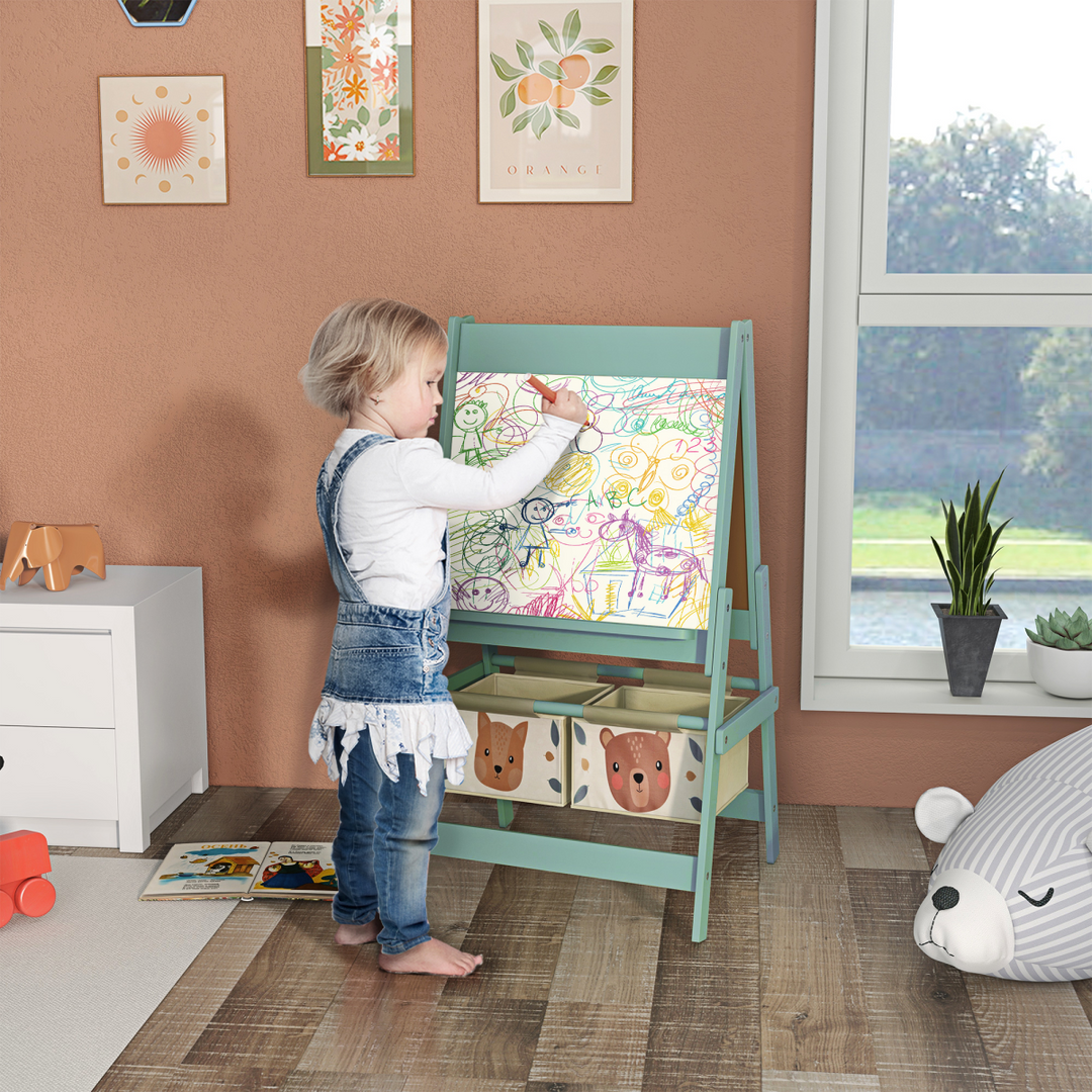 AIYAPLAY 3-in-1 Kids Easel with Paper Roll & Storage – Green