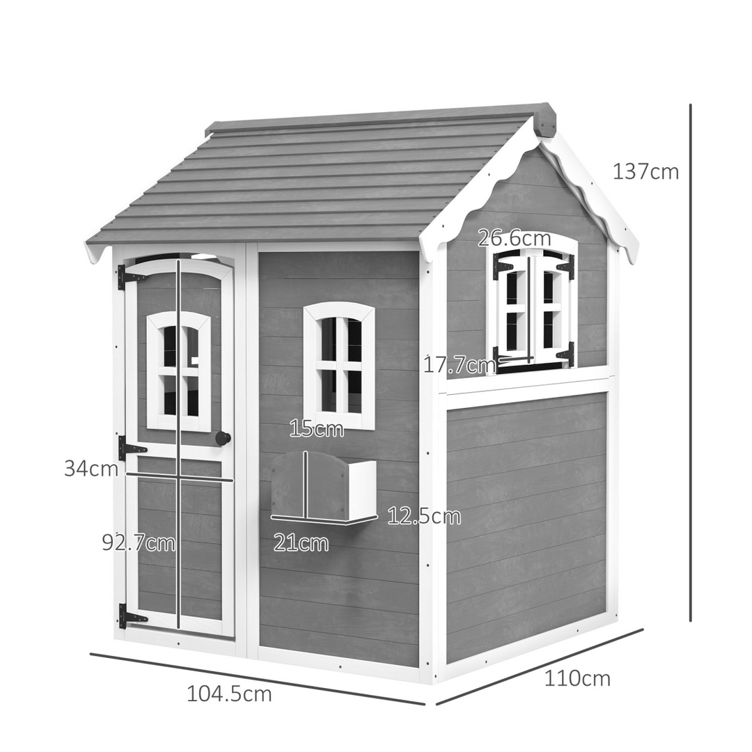 Outsunny Wooden PlayHouse - Grey