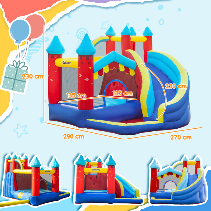 Outsunny Kids Bouncy Castle with Slide Pool and Blower
