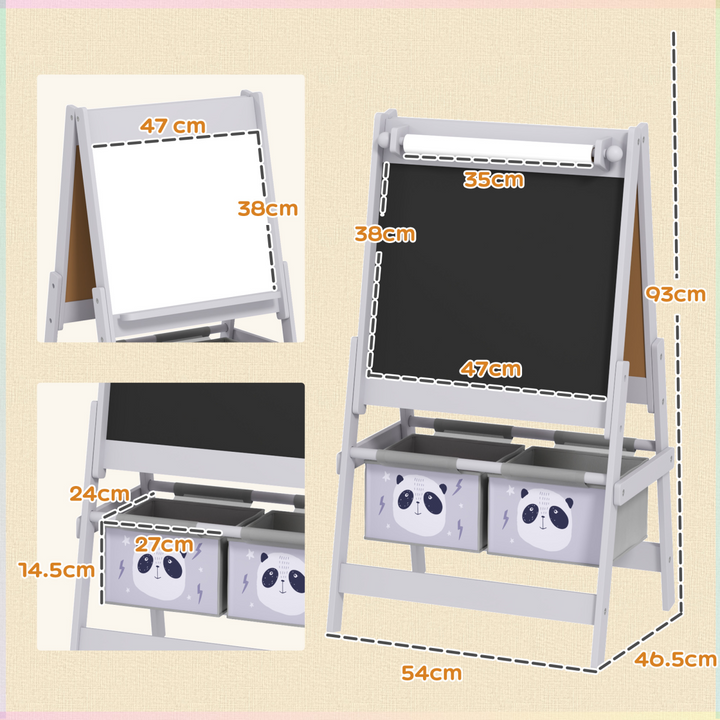 AIYAPLAY 3-in-1 Kids Art Easel with Paper Roll & Storage – Grey