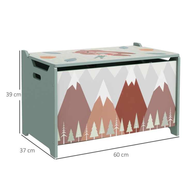 ZONEKIZ Kids Toy Storage Chest with Safety Hinge – Green
