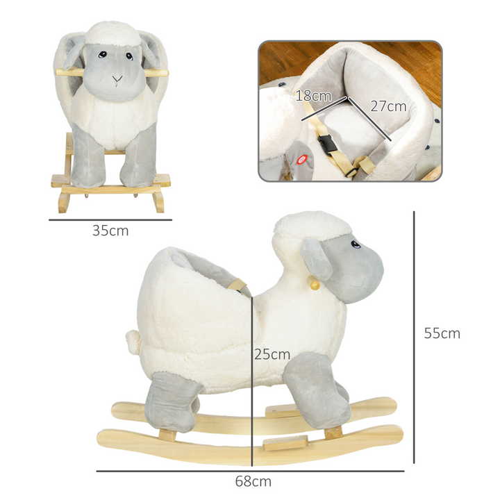 AIYAPLAY Rocking Lamb with Sounds & Safety Belt – Grey (18–36M)