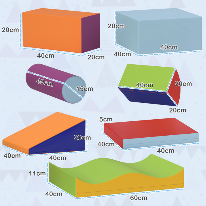 HOMCOM 7-Piece Toddler Soft Play Set – Foam Blocks for Ages 1–3 Years