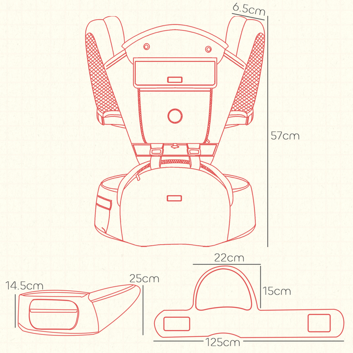 AIYAPLAY 6-in-1 Baby Carrier with Seat – Newborn to Toddler, Grey