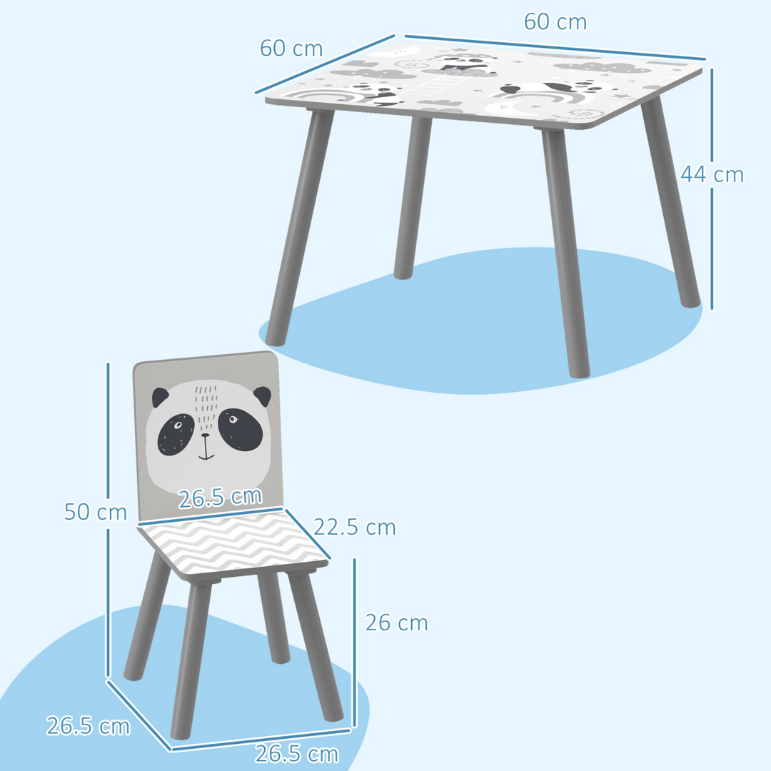 ZONEKIZ Kids Table & Chairs – Grey Toddler Furniture Set for Ages 3–6