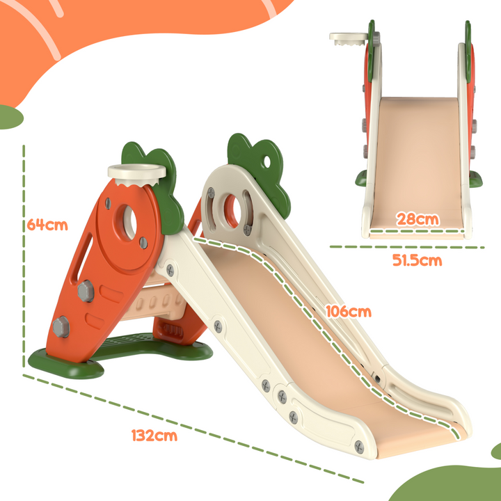 AIYAPLAY 3-in-1 Foldable Carrot Slide with Climber – Orange (Ages 1–3)
