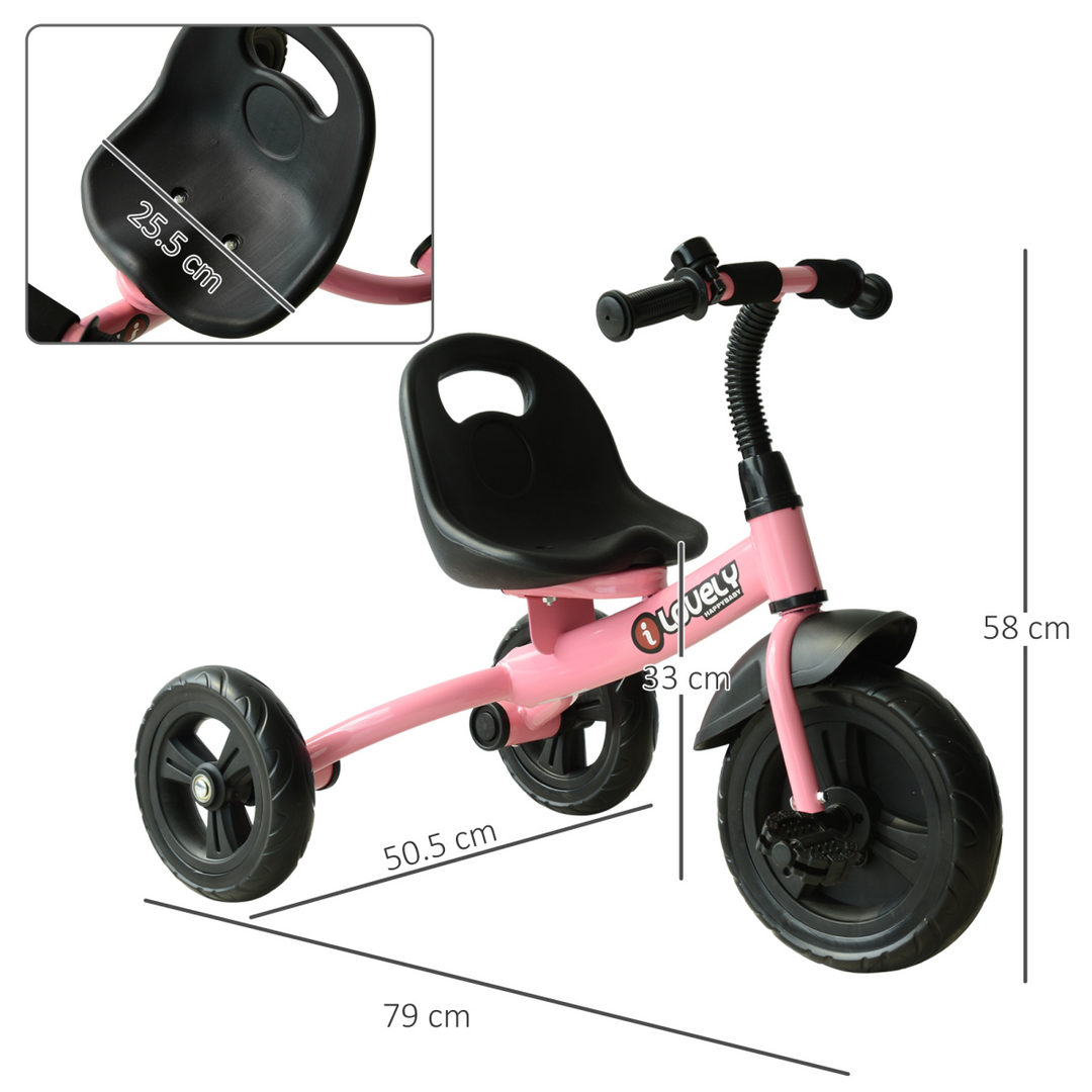 HOMCOM Kids Trike – Pink Toddler Tricycle (Ages 1.5–4 Years)