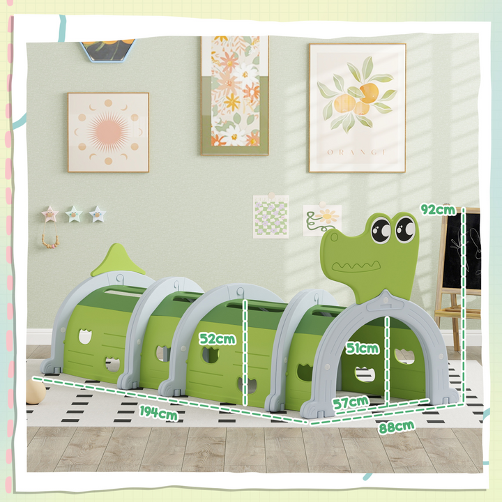 AIYAPLAY Crocodile Design Kids Play Tunnel – Ages 3–6