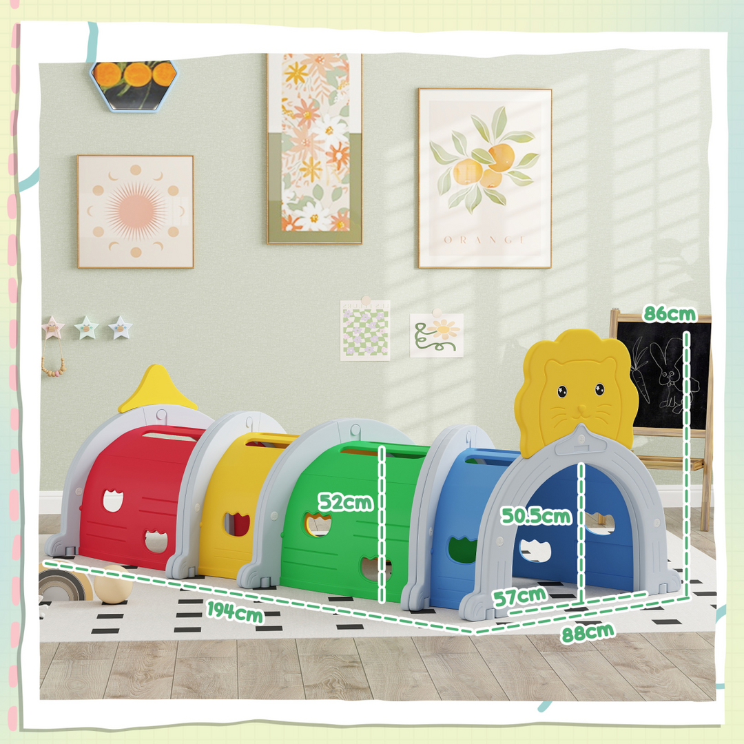 AIYAPLAY Lion Design Kids Play Tunnel – Ages 3–6