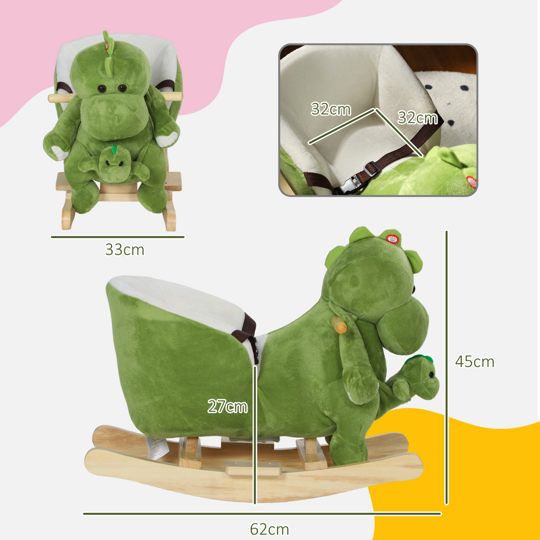 AIYAPLAY Dinosaur Rocking Horse with Safety Belt & Songs – 18–36M