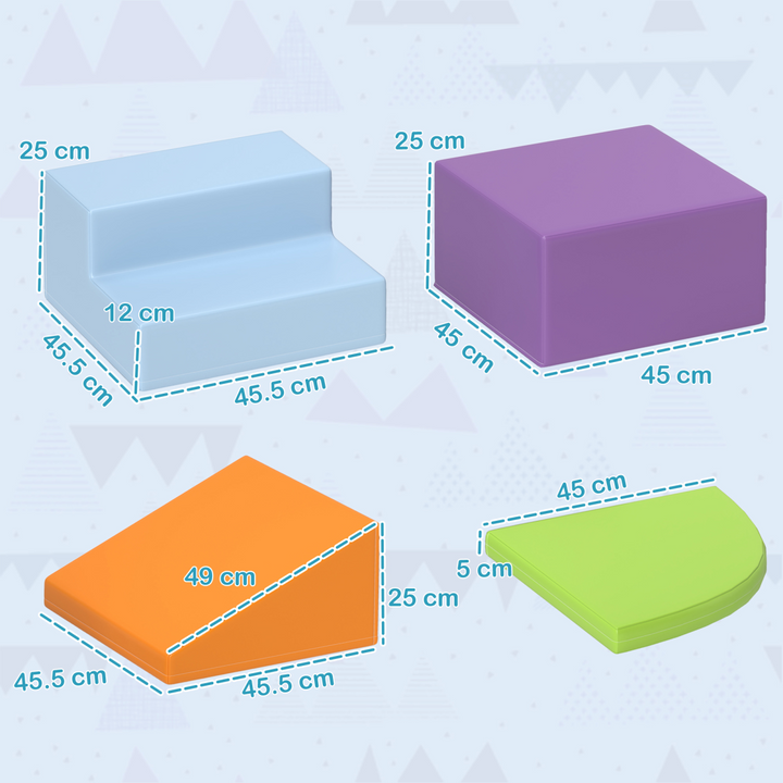 HOMCOM 4-Piece Toddler Soft Play Set – Foam Climb & Crawl Blocks (1–3 Years)