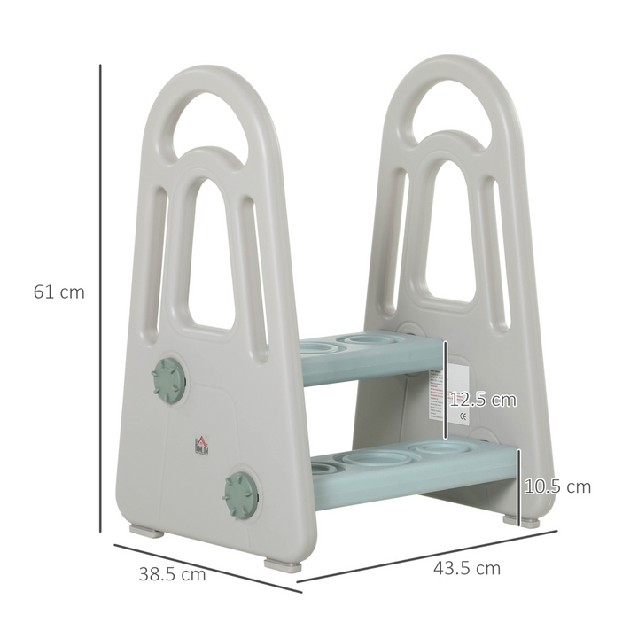HOMCOM Kids Two-Step Stool – Blue & Grey