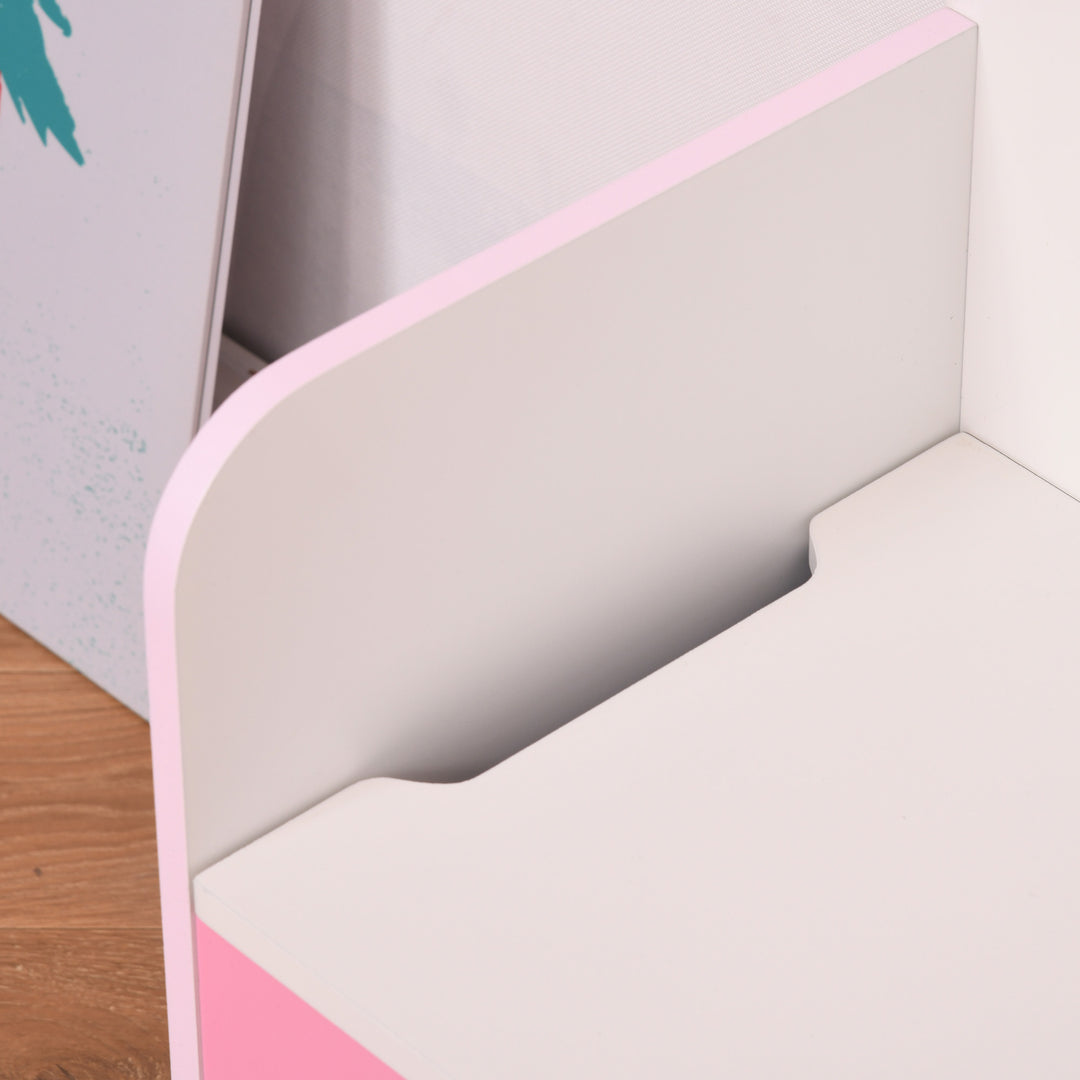 HOMCOM Kids Wooden Toy Box – Pink Storage Chest & Bench (Ages 3–6)