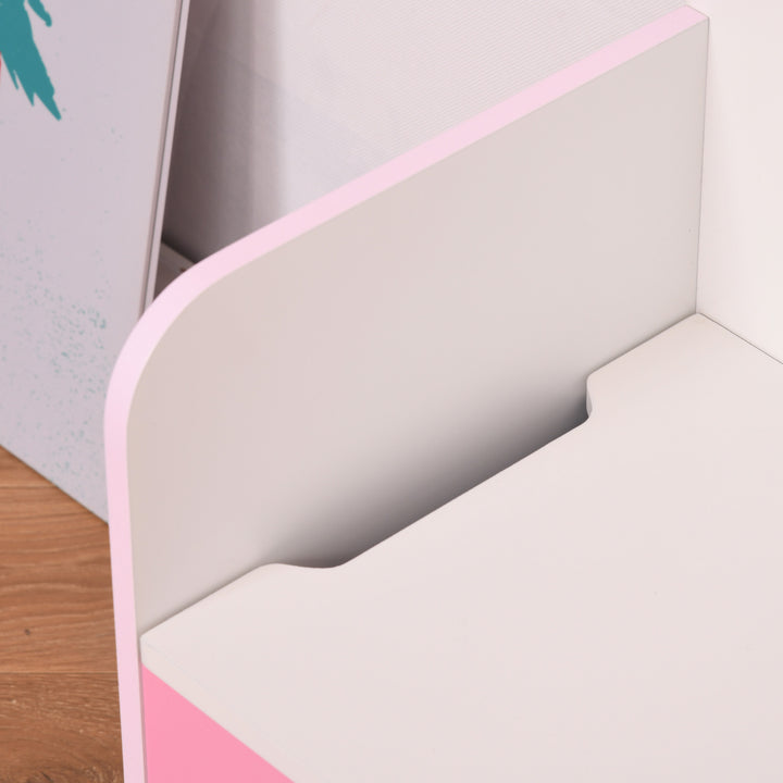 HOMCOM Kids Wooden Toy Box – Pink Storage Chest & Bench (Ages 3–6)