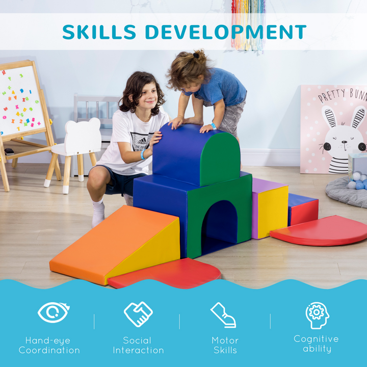 HOMCOM Seven-Piece Toddler Soft Play Set – Foam Blocks for Ages 12–36 Months