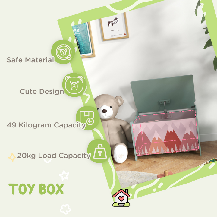 ZONEKIZ Kids Toy Storage Chest with Safety Hinge – Green