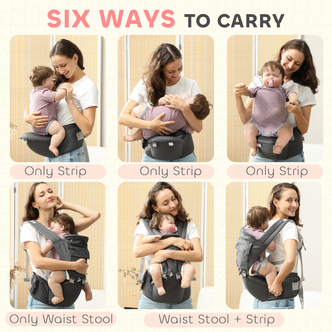 AIYAPLAY 6-in-1 Baby Carrier with Seat – Newborn to Toddler, Grey