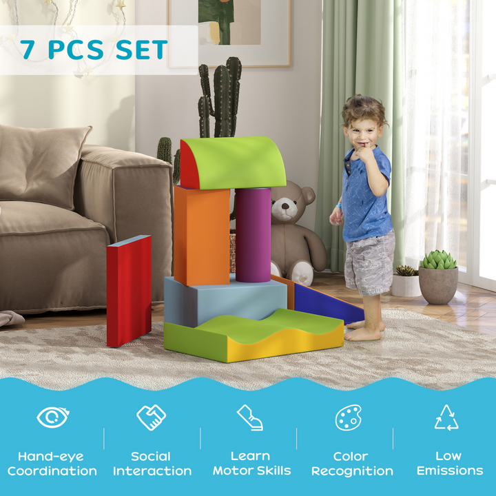 HOMCOM 7-Piece Toddler Soft Play Set – Foam Blocks for Ages 1–3 Years