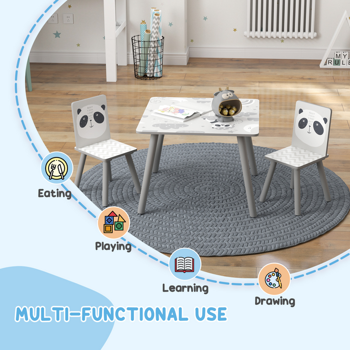 ZONEKIZ Kids Table & Chairs – Grey Toddler Furniture Set for Ages 3–6