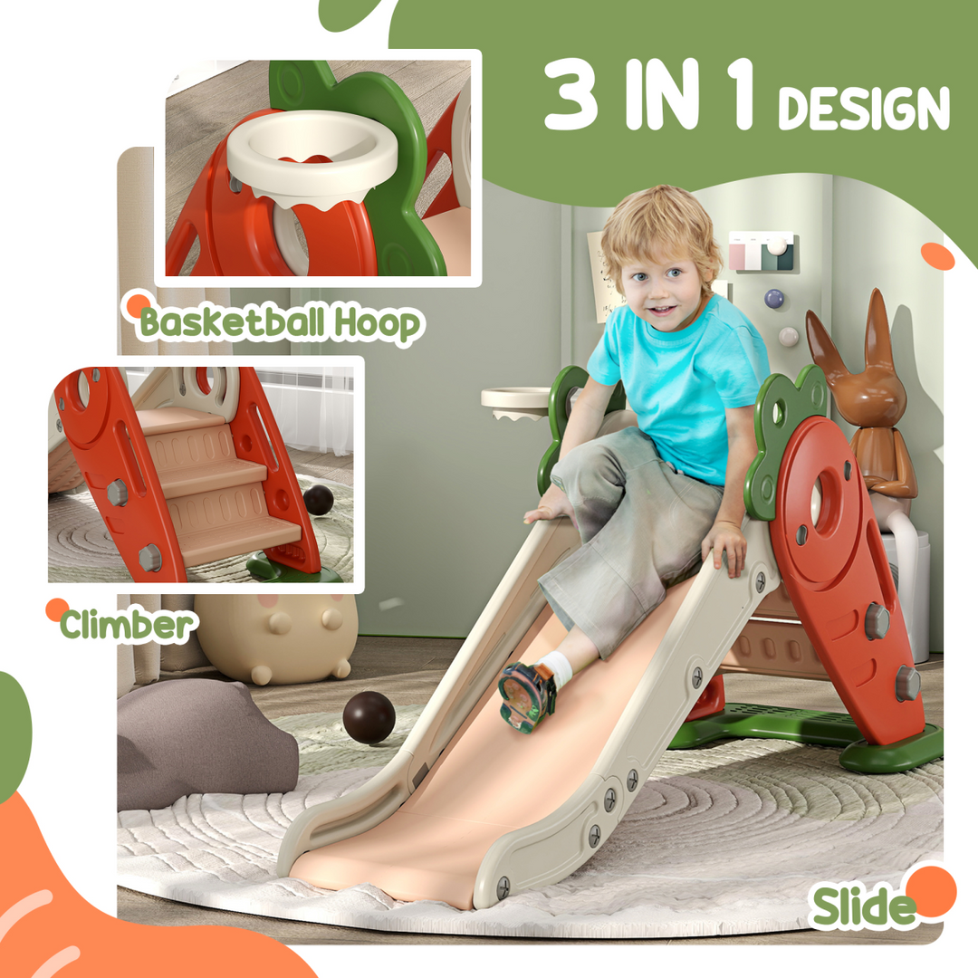 AIYAPLAY 3-in-1 Foldable Carrot Slide with Climber – Orange (Ages 1–3)