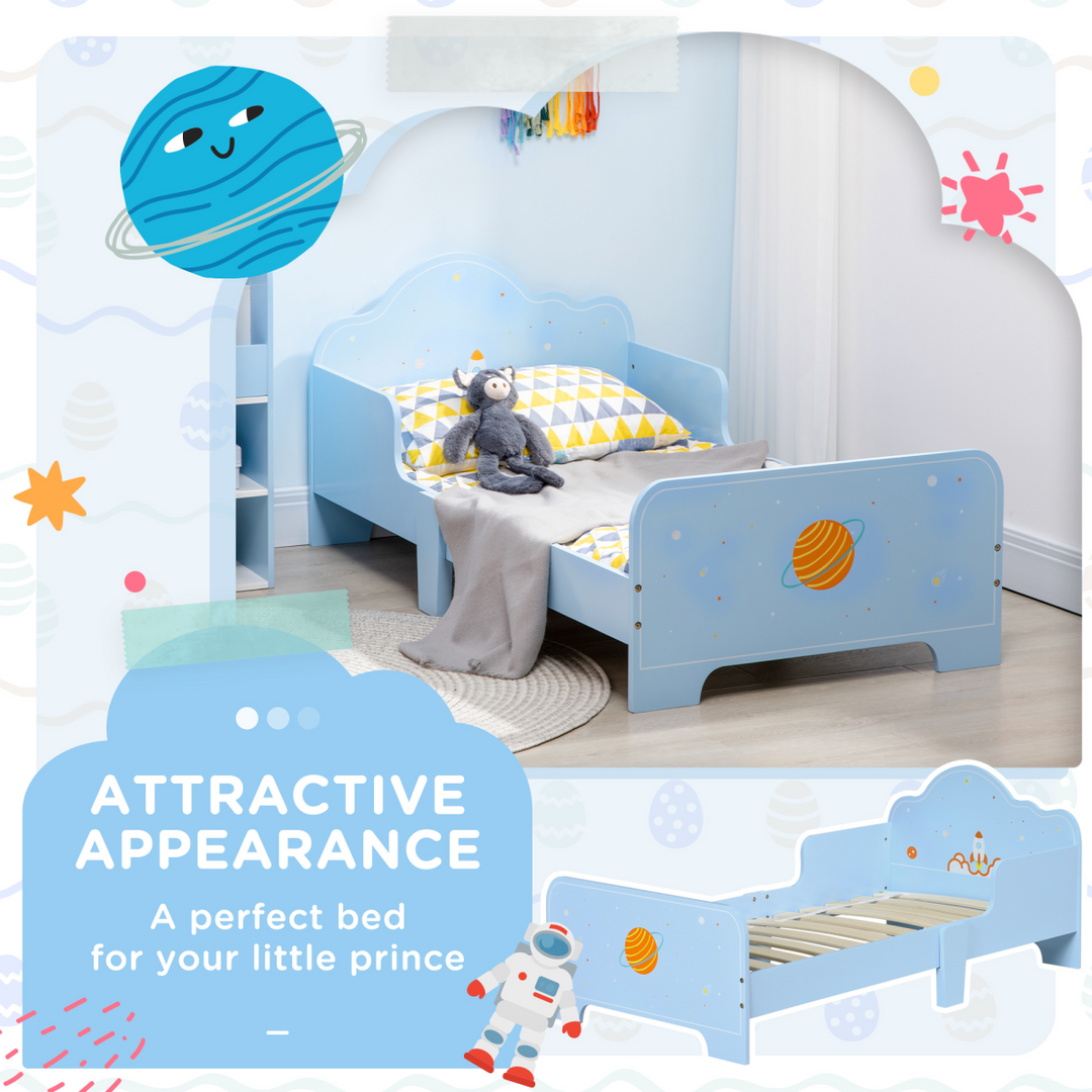 ZONEKIZ Space Toddler Bed – Blue (Ages 3–6)