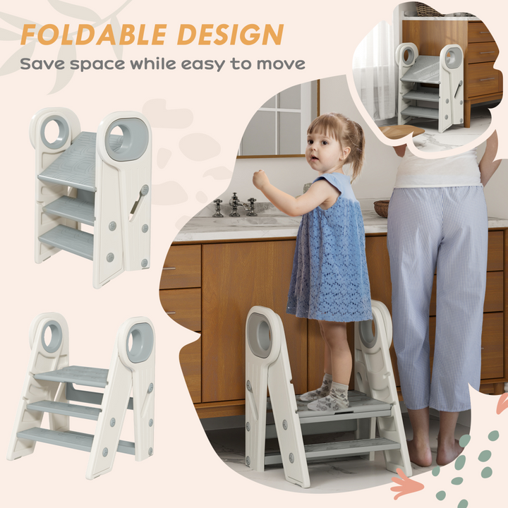 AIYAPLAY Foldable & Adjustable Kids Step Stool