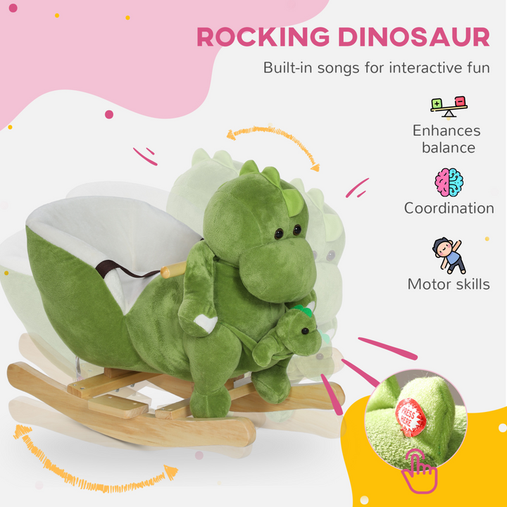 AIYAPLAY Dinosaur Rocking Horse with Safety Belt & Songs – 18–36M