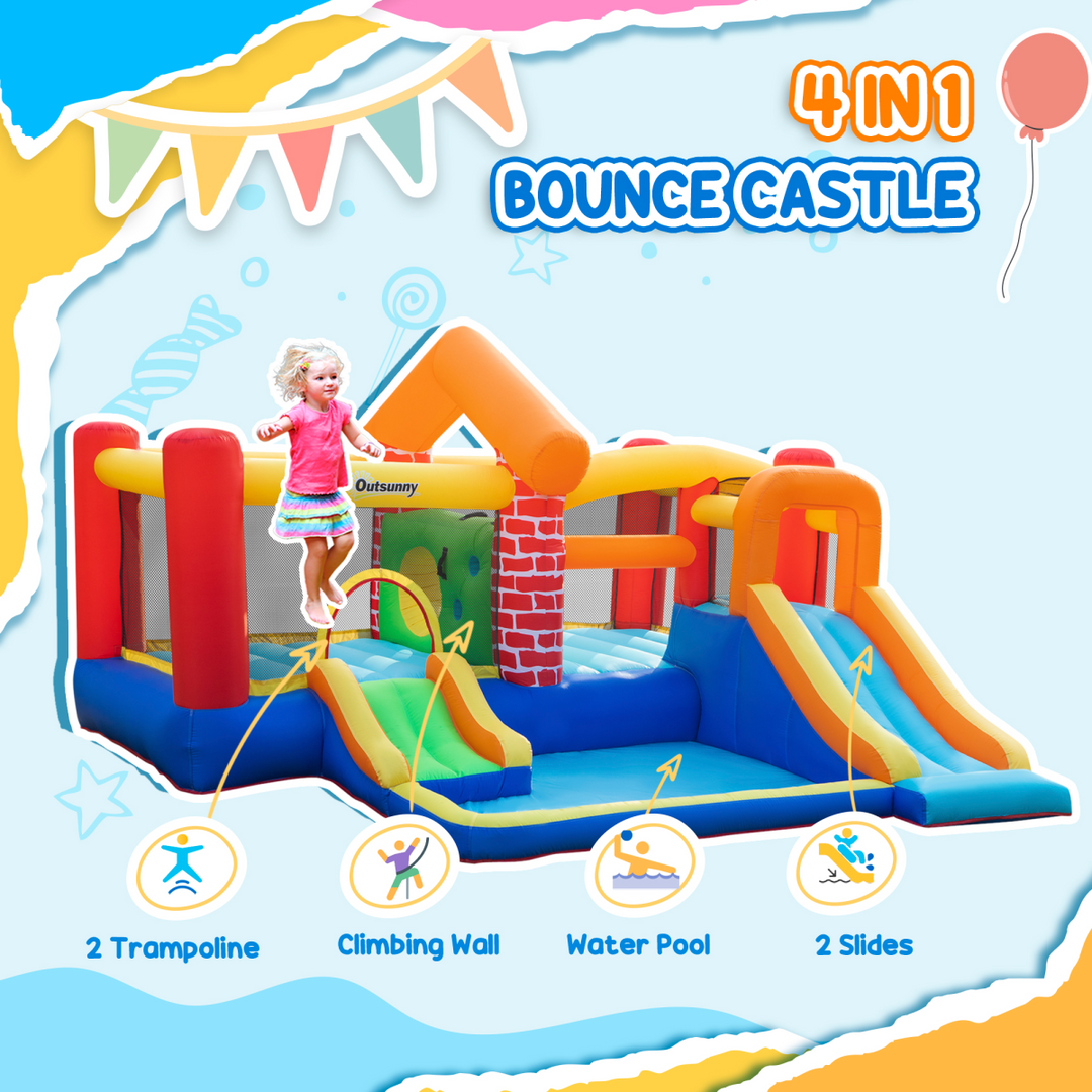 Outsunny Kids Extra Large Bouncy Castle with Pool