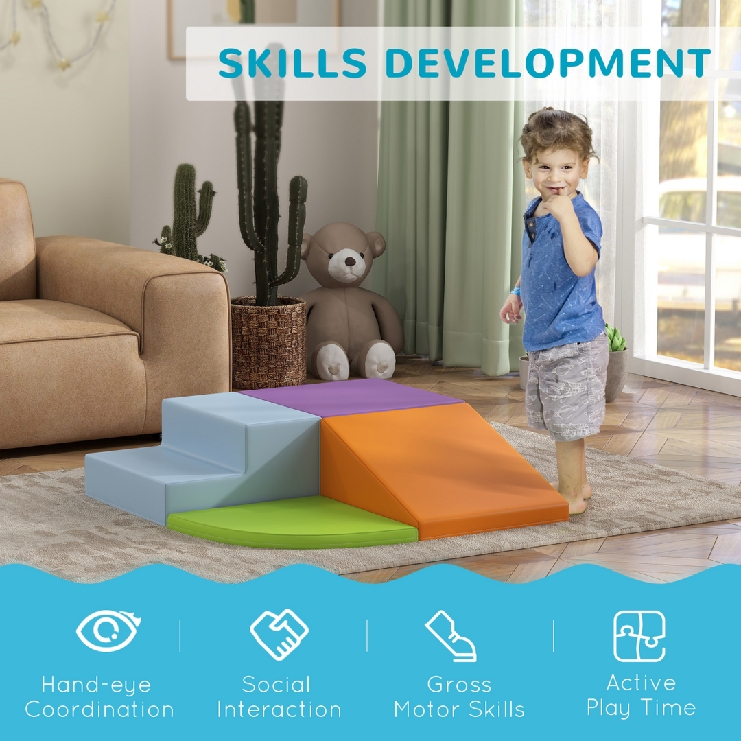 HOMCOM 4-Piece Toddler Soft Play Set – Foam Climb & Crawl Blocks (1–3 Years)