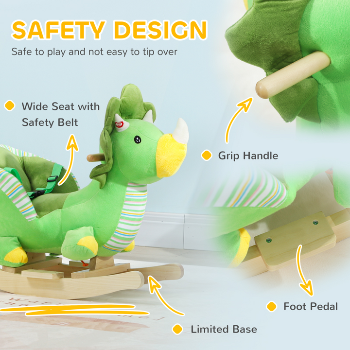 AIYAPLAY Baby Rocking Dinosaur with Sounds & Safety Belt – 18–36M