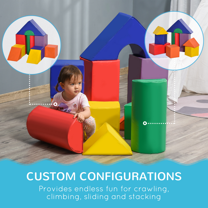HOMCOM 11-Piece Toddler Soft Play Set – Foam Climb, Crawl & Build Blocks