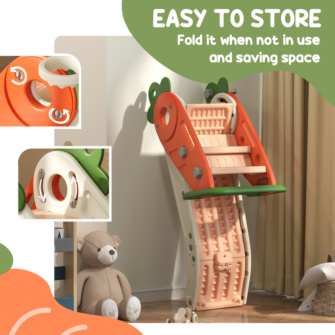 AIYAPLAY 3-in-1 Foldable Carrot Slide with Climber – Orange (Ages 1–3)