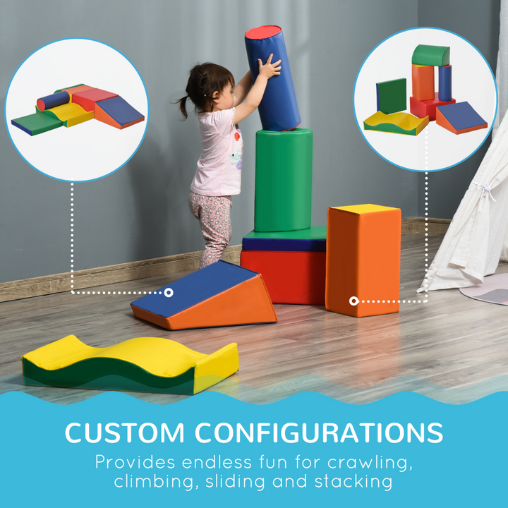HOMCOM 7-Piece Toddler Soft Play Set – Climb, Crawl & Slide | Ages 1–3