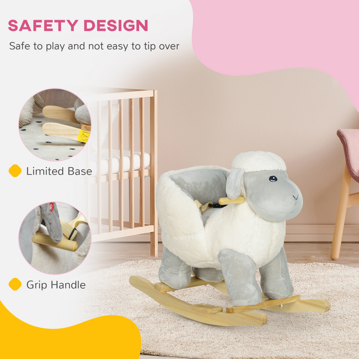 AIYAPLAY Rocking Lamb with Sounds & Safety Belt – Grey (18–36M)