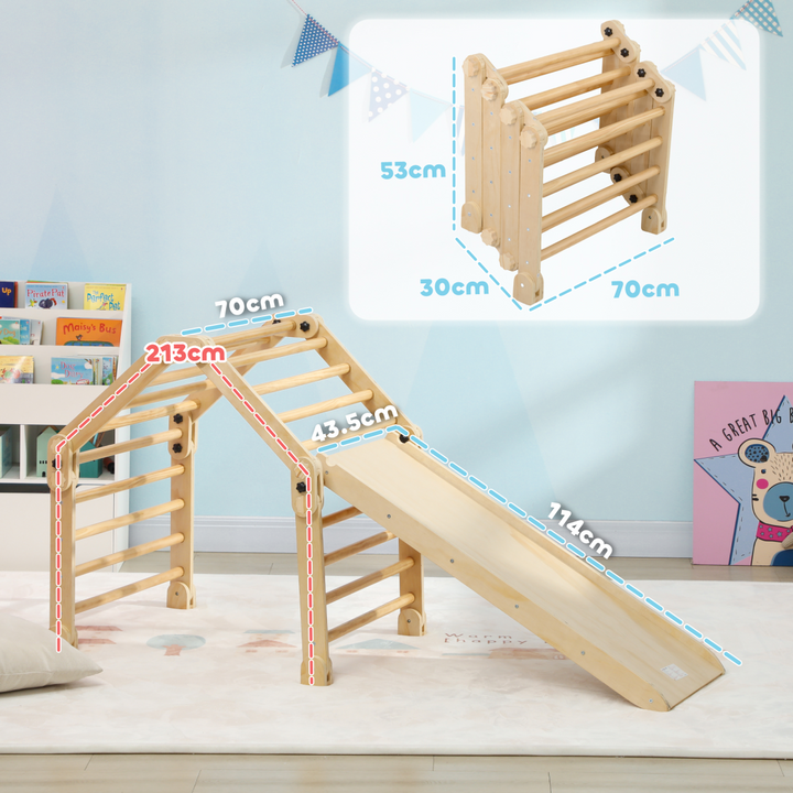 AIYAPLAY 3-in-1 Kids Climbing Frame with Ramp &amp; Slide – Multicolour