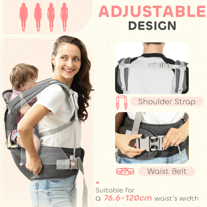 AIYAPLAY 6-in-1 Baby Carrier with Seat – Newborn to Toddler, Grey